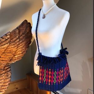 Boho Woven Blue Rainbow Bag